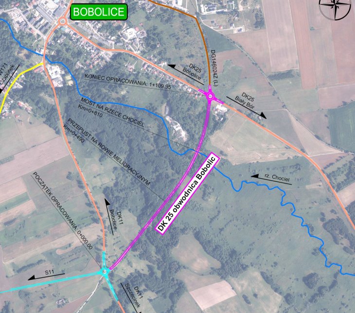 Plan orientacyjny obwodnicy Bobolic. Źródło: GDDKiA